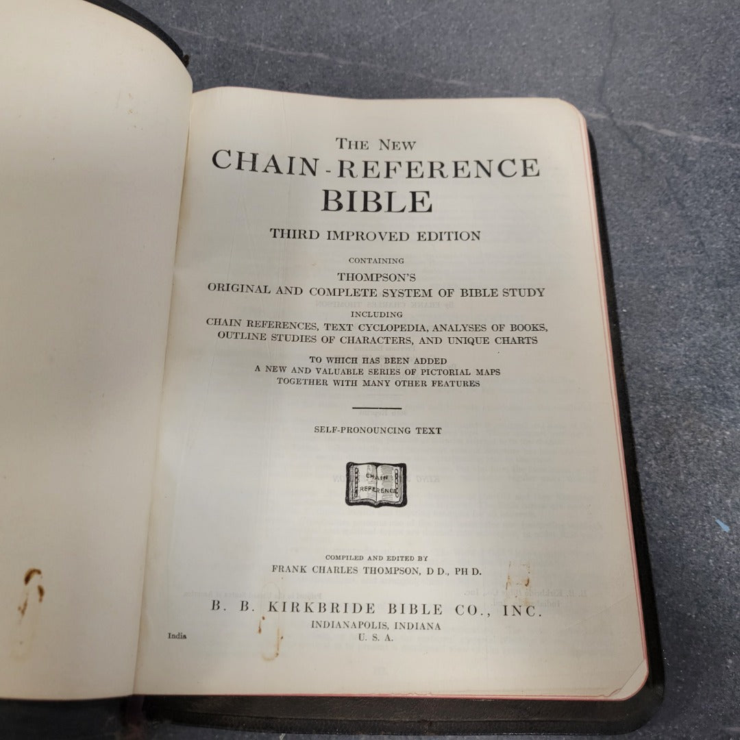 The New Chain Reference Bible Thompson Kirkbride 1934 India Paper ...