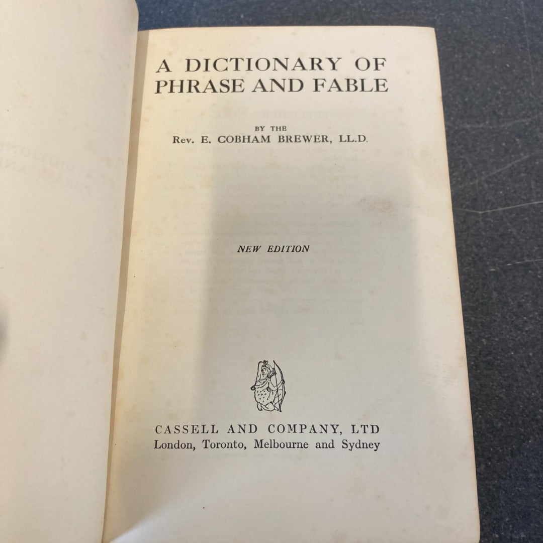 The Dictionary of Phrase & Fable Rev E.Cobham Brewer Hardback 1900s Vintage
