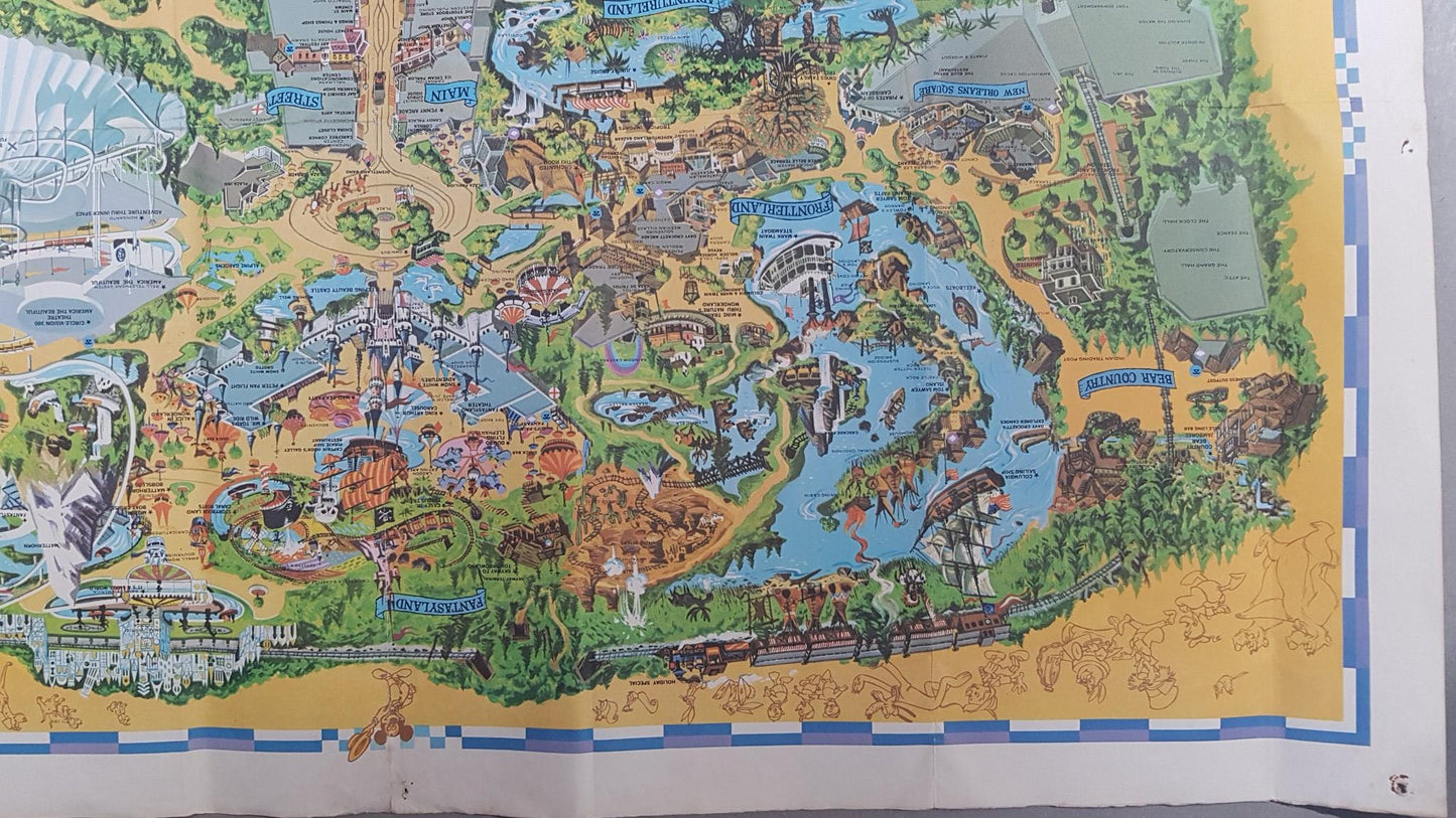 1975 Walt Disney's guide to Disney Land Map Large collectors map 114cm by 76cm