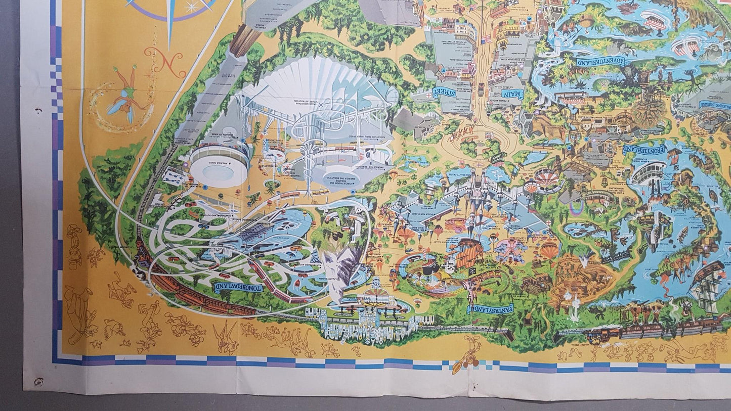 1975 Walt Disney's guide to Disney Land Map Large collectors map 114cm by 76cm