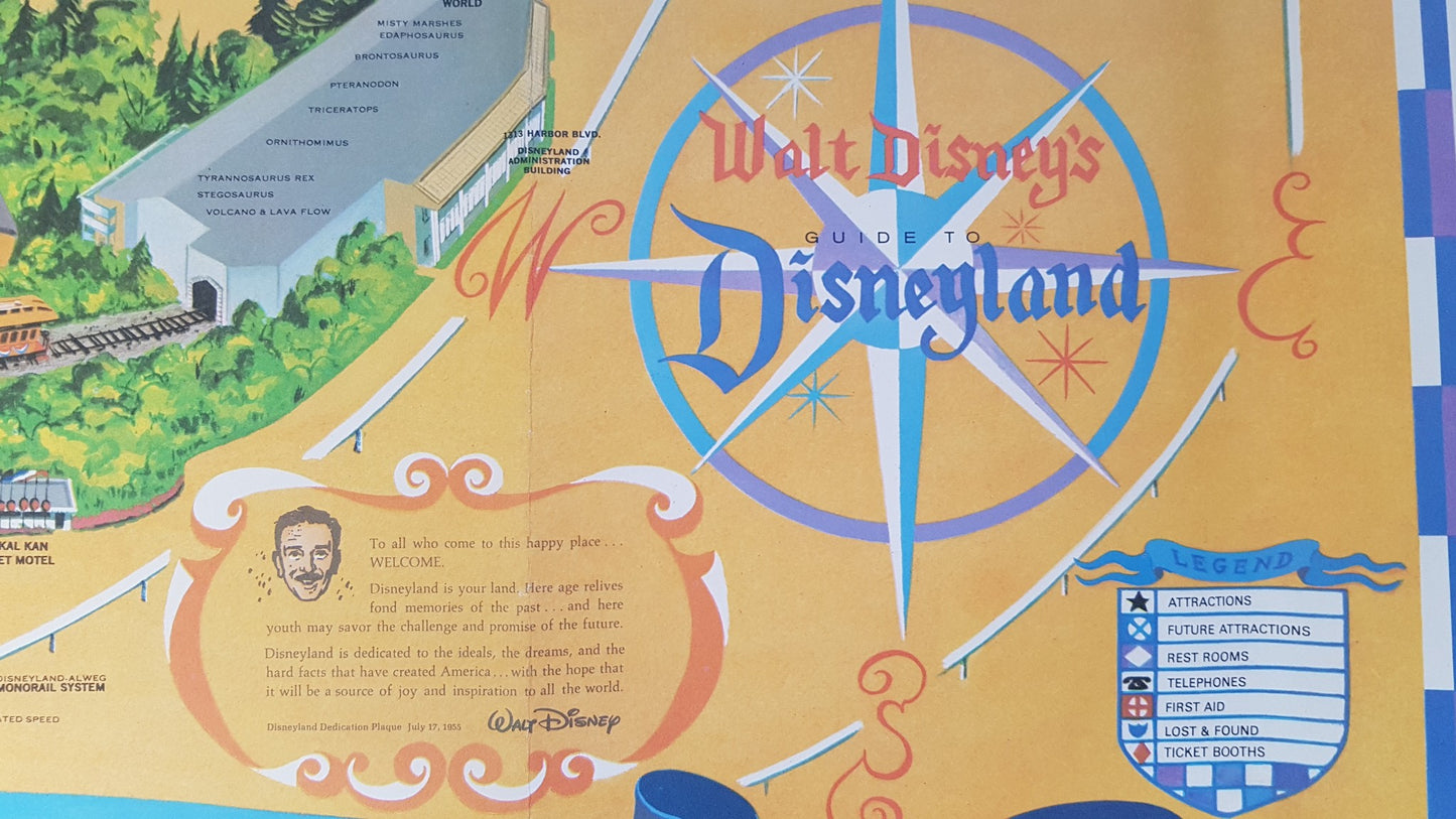 1975 Walt Disney's guide to Disney Land Map Large collectors map 114cm by 76cm