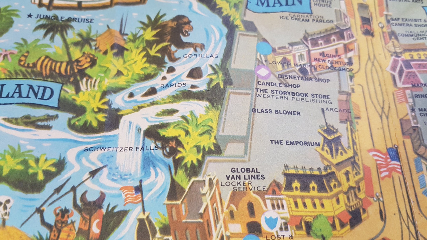 1975 Walt Disney's guide to Disney Land Map Large collectors map 114cm by 76cm